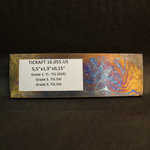 TITANIUM Multi-Layer Billet, 3 Alloys, Pattern "FIREBALL", Hand Forge for Jewelers, Knife Making. U.S. stock. Art 16.055