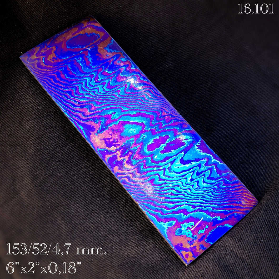 TITANIUM DAMASCUS Billet, 3 Alloys, 4.7 mm., Hand Forge Crafting. France Stock. #16.101