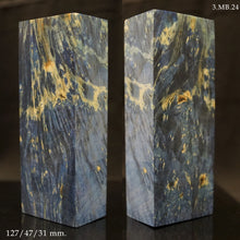 Load image into Gallery viewer, MAPLE BURL Stabilized Wood, Blue Color, blank for woodworking, turning. #3.MB.24