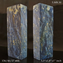Load image into Gallery viewer, MAPLE BURL Stabilized Wood, Blue Color, blank for woodworking, turning. #3.MB.30