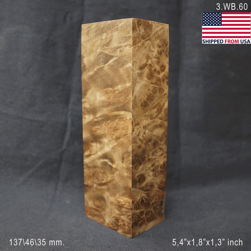 WALNUT BURL Stabilized Wood, Top Category, Blank for woodworking. US Stock. Art 3.WB.60