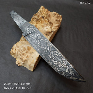 Unique Art Damascus Steel Blade Blank for knife making, crafting, hobby. Art 9.107.2