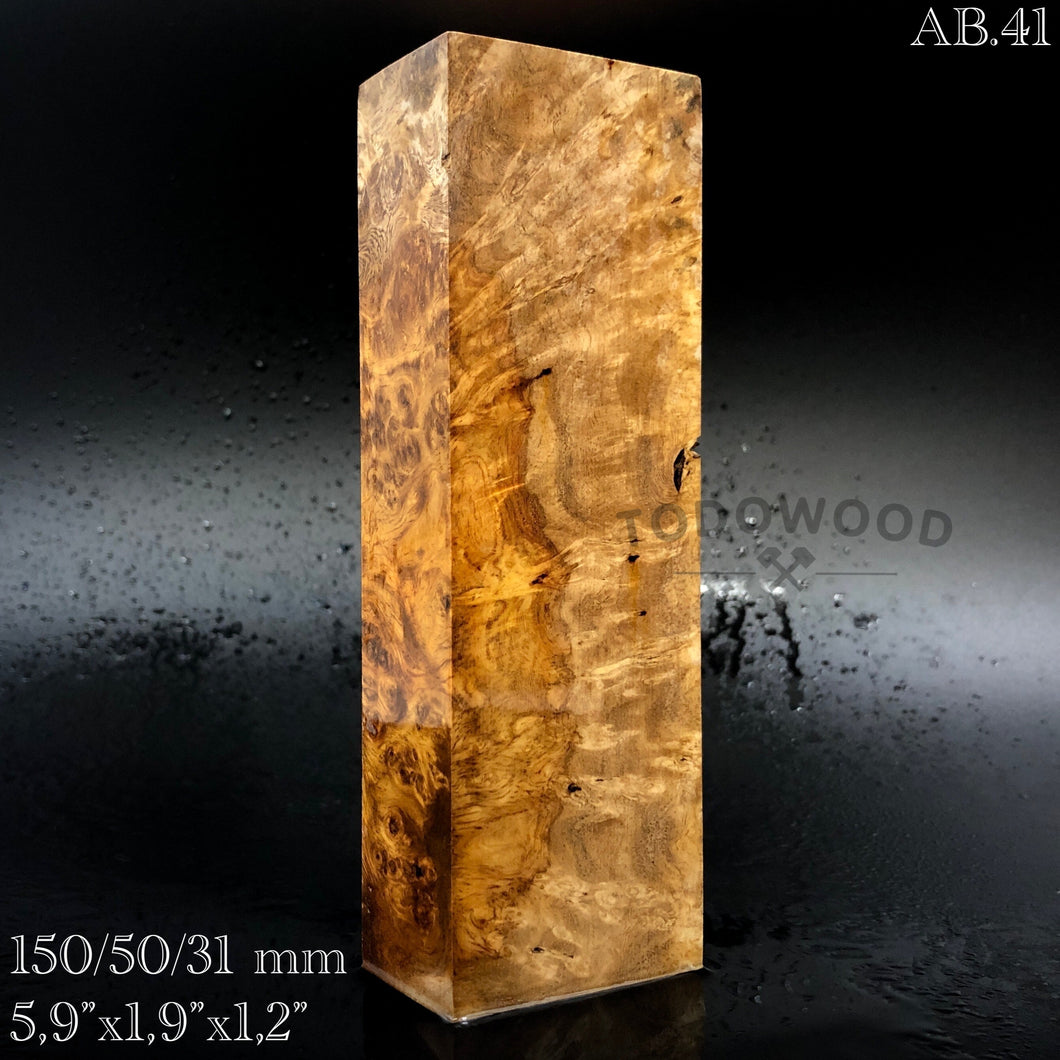 AMBOYNA BURL Wood Very Rare, Multi Color Blank for woodworking. #10.AB.41