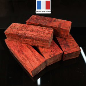 KARELIAN BIRCH, RED COLOR! Stabilized Wood Blank. From FRANCE STOCK.