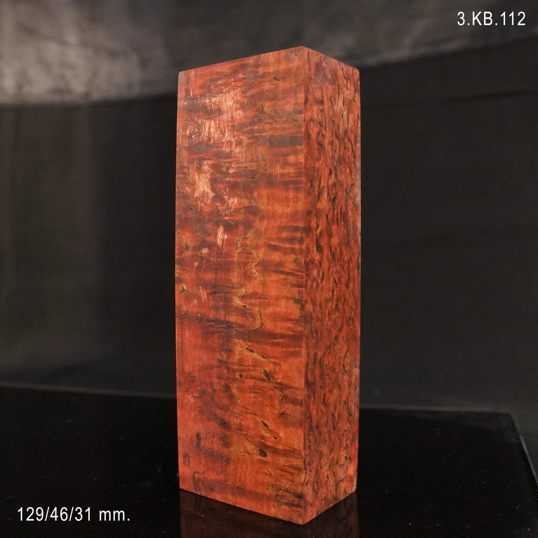 KARELIAN BIRCH, Red Color! Stabilized Wood Blank. From France Stock. 3.KB.112