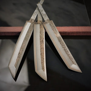 Unique Laminated Stainless Steel Blade Tanto for knife making, 63HRC. Art 9.108