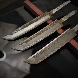 Unique Laminated Stainless Steel Blade Tanto for knife making, 63HRC. Art 9.108