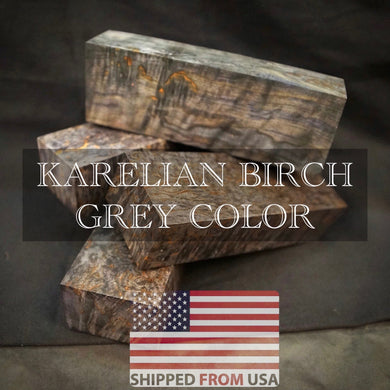 KARELIAN BIRCH, GRAY COLOR! Stabilized Wood Blank. From U.S. STOCK.