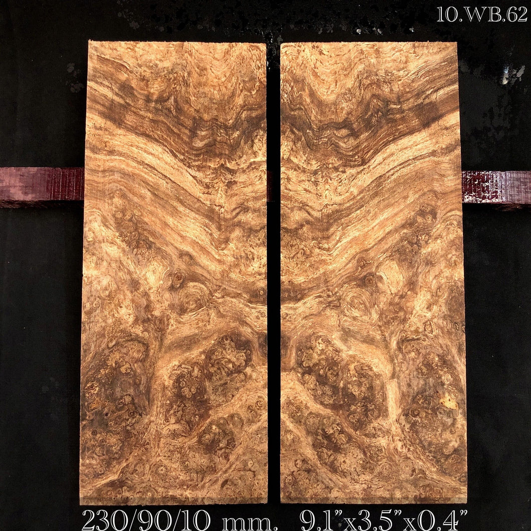 WALNUT BURL Wood Very Rare, Set 2 Blanks Mirrors for woodworking, crafting. #10.W.62