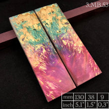 Load image into Gallery viewer, MAPLE BURL Stabilized Wood, RAINBOW Color, Mirror Blanks for woodworking, crafting.