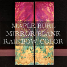 Cargar imagen en el visor de la galería, MAPLE BURL Stabilized Wood, RAINBOW Color, Mirror Blanks for woodworking, crafting.