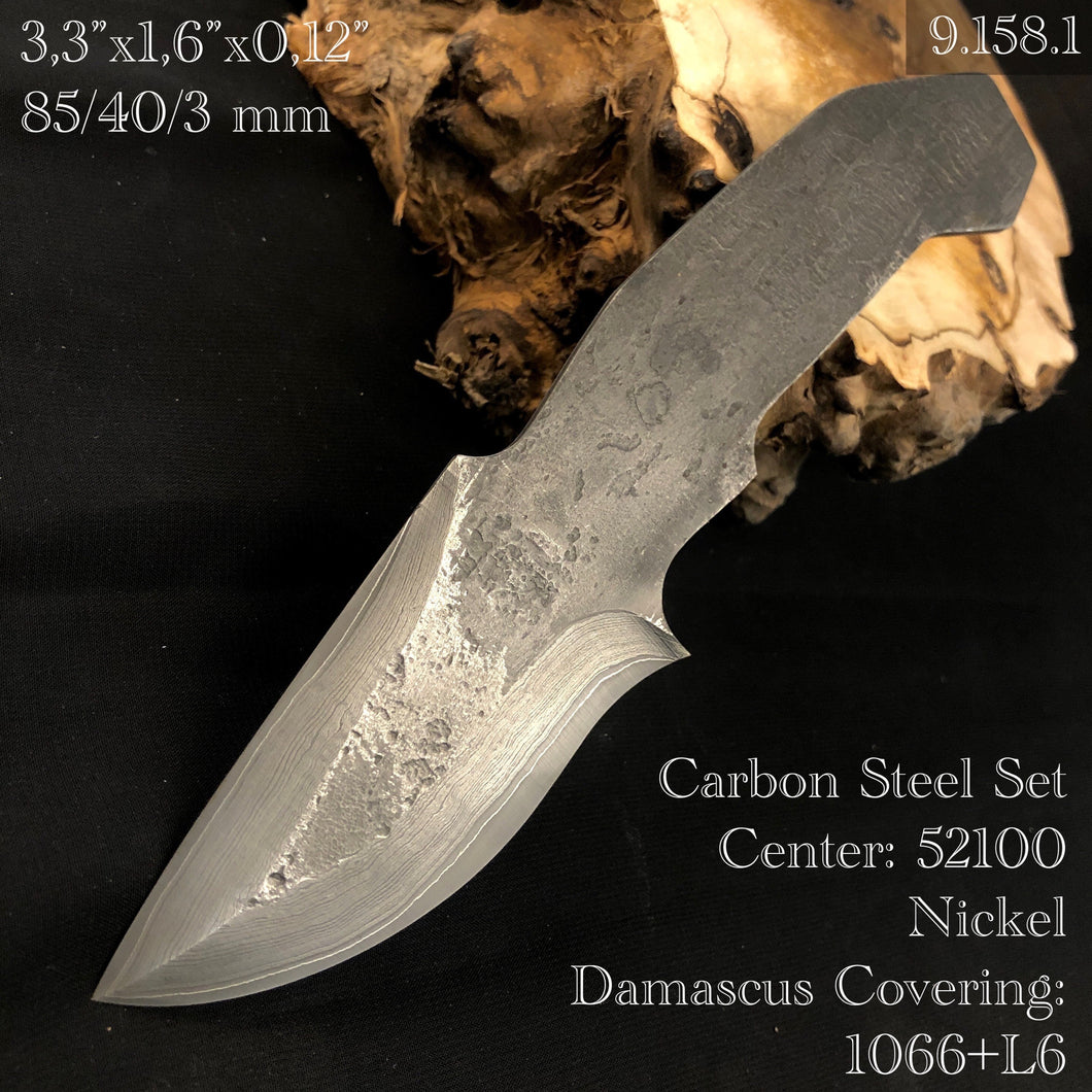 Damascus Carbon Steel Blade Blank, Hand Forge for Knife Making. #9.158