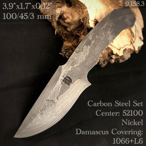 Damascus Carbon Steel Blade Blank, Hand Forge for Knife Making. #9.158