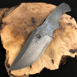 Damascus Carbon Steel Blade Blank, Hand Forge for Knife Making. #9.158