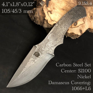 Damascus Carbon Steel Blade Blank, Hand Forge for Knife Making. #9.158