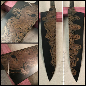 Unique Carbon Steel Blade Blank for kitchen knife making, crafting. Art 9.099.B
