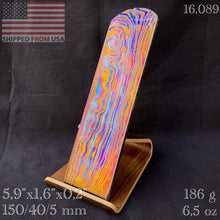 Charger l&#39;image dans la galerie, TITANIUM DAMASCUS Billet, 3 Alloys, Pattern &quot;PARROT&quot;, Hand Forge for Jewelers, Crafting. US Stock. #16.089