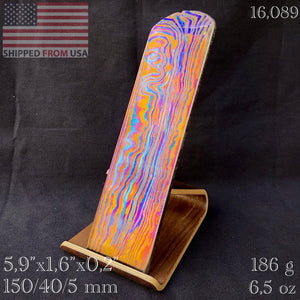 TITANIUM DAMASCUS Billet, 3 Alloys, Pattern "PARROT", Hand Forge for Jewelers, Crafting. US Stock. #16.089