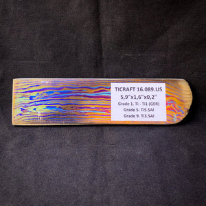 TITANIUM DAMASCUS Billet, 3 Alloys, Pattern "PARROT", Hand Forge for Jewelers, Crafting. US Stock. #16.089