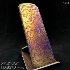 TITANIUM DAMASCUS Billet, 3 Alloys, 5.3 mm. Hand Forge Crafting. US Stock. #16.112