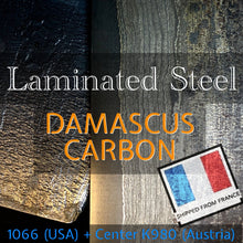 Laden Sie das Bild in den Galerie-Viewer, Damaskus laminierter Kohlenstoffstahlrohling, Handschmiede für die Messerherstellung.