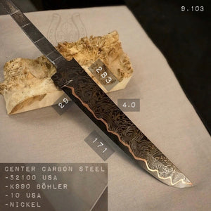 Unique Damascus Steel Blade Blank for knife making, crafting, hobby. Art 9.103