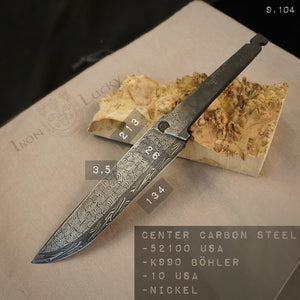 Unique Damascus Steel Blade Blank for knife making, crafting, hobby. Art 9.104