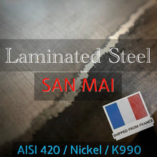 Load image into Gallery viewer, Laminated Steel Flat, “San Mai”, Forge Billet. The Perfect Steel for Professional Knife Making.