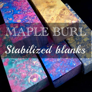 MAPLE BURL Stabilized Wood, RARE COLORS, Blanks for Woodworking. France Stock.