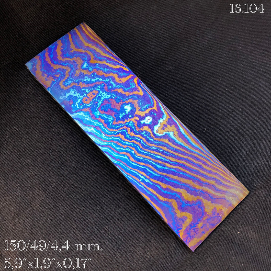 TITANIUM DAMASCUS Billet, 3 Alloys, 4.4 mm. Hand Forge for Crafting. France Stock. #16.104