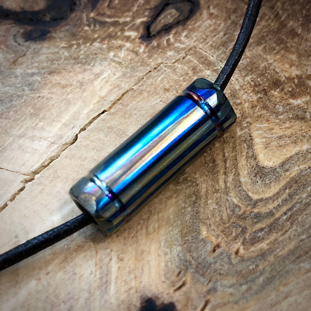 Amulet, Pendant “Fang of Fire 3.0”, Handcrafted Titanium Forge. Hand Forged.