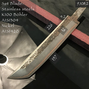 Unique Laminated Stainless Steel Blade Tanto for knife making, 63HRC. Art 9.108