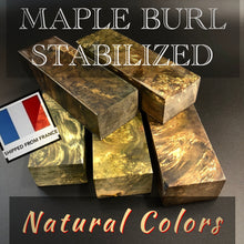 Charger l&#39;image dans la galerie, MAPLE BURL Stabilized Wood, NATURAL COLOR, Blanks for Woodworking. France Stock.