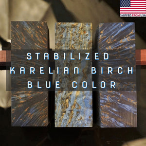 KARELIAN BIRCH, BLUE COLOR! Stabilized Wood Blank. From U.S. Stock.
