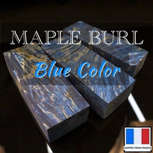 Charger l&#39;image dans la galerie, MAPLE BURL Stabilized Wood, BLUE COLOR, Blank for Woodworking. France Stock.