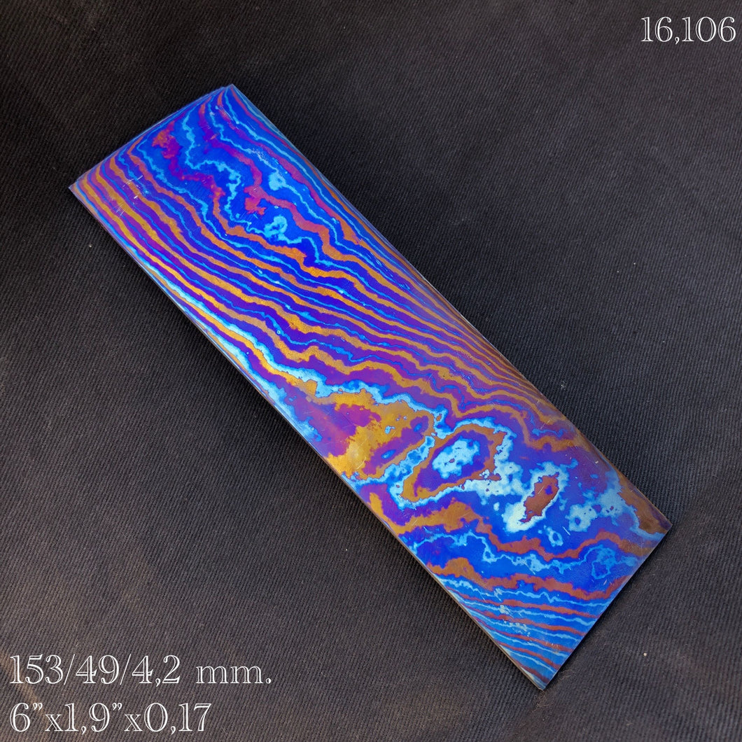 TITANIUM DAMASCUS Billet, 3 Alloys, 4.2 mm. Hand Forge for Crafting. France Stock. #16.106