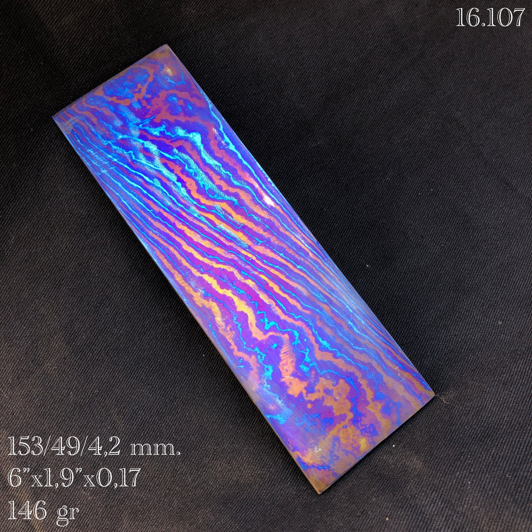 TITANIUM DAMASCUS Billet, 3 Alloys, 4.2 mm., Hand Forge for Crafting. France Stock. #16.107