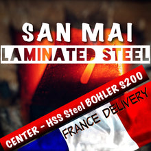 Load image into Gallery viewer, Laminated Steel, “San Mai”, Forge Billet. Centre HSS BOHLER S200. France Stock.