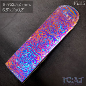TITANIUM DAMASCUS Billet, 3 Alloys, 5.2 mm. Hand Forge Crafting. France Stock. #16.115