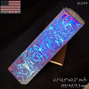 TITANIUM Multi-Layer Billet, 3 Alloys, Pattern "VORTEX", Hand Forge for Jewelers, Crafting. US Stock. Art 16.044
