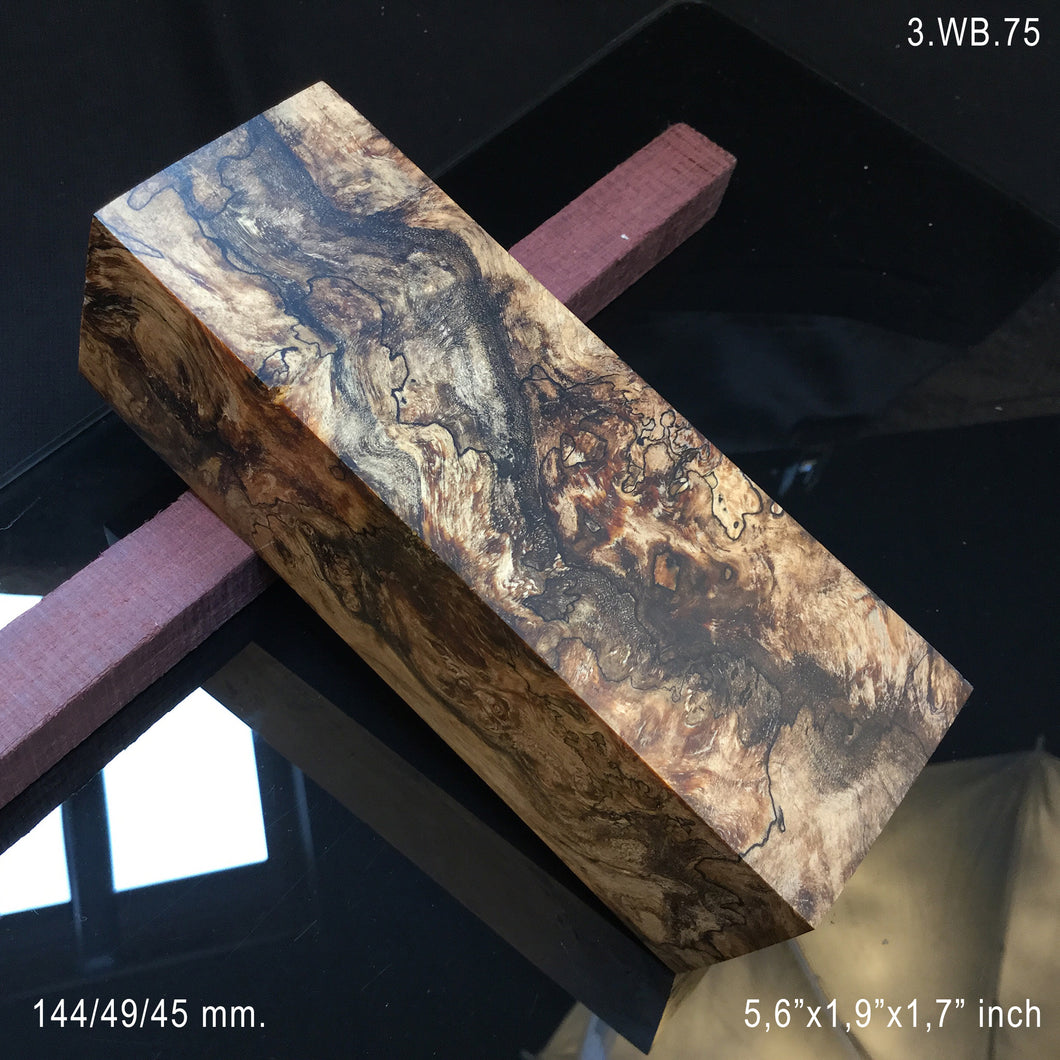 WALNUT BURL Stabilized Wood, Extra Top Category, Big Blank for woodworking. #3.WB.75