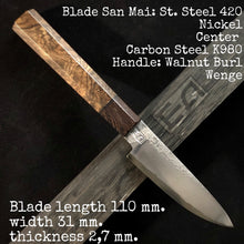 Load image into Gallery viewer, PETTY 110 mm, Best Kitchen Knife Japanese Style, Carbon Steel, Author&#39;s work, Single copy.