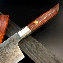 Laden Sie das Bild in den Galerie-Viewer, GYUTO Knife 205 mm, Integral Bolster, Damascus Stainless Steel, Author&#39;s work, Single copy.