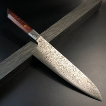 Cargar imagen en el visor de la galería, GYUTO Knife 205 mm, Integral Bolster, Damascus Stainless Steel, Author&#39;s work, Single copy.