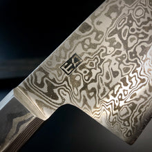 Charger l&#39;image dans la galerie, GYUTO Knife 205 mm, Integral Bolster, Damascus Stainless Steel, Author&#39;s work, Single copy.