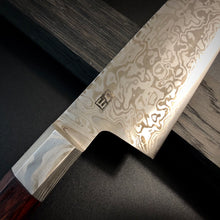 Load image into Gallery viewer, CHEF Knife 210 mm, Integral Bolster, Damascus Steel, Author&#39;s work, Single copy.