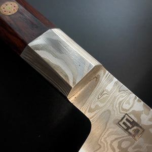 CHEF Knife 210 mm, Integral Bolster, Damascus Steel, Author's work, Single copy.