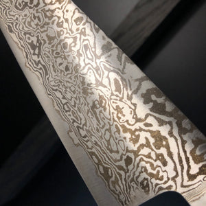 CHEF Knife 210 mm, Integral Bolster, Damascus Steel, Author's work, Single copy.