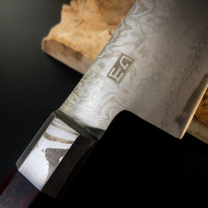 GYUTO Knife 157 mm, Integral Bolster, Damascus Stainless Steel, Author's work, Single copy.