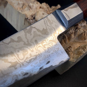 GYUTO Knife 157 mm, Integral Bolster, Damascus Stainless Steel, Author's work, Single copy.